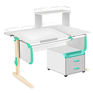 Парта Дэми СУТ-25-04Д1 120 см раздельная с тумбой с приставкой и надстройкой